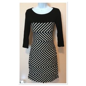 WHBM Black White Striped Stretch Sheath Dress XXS